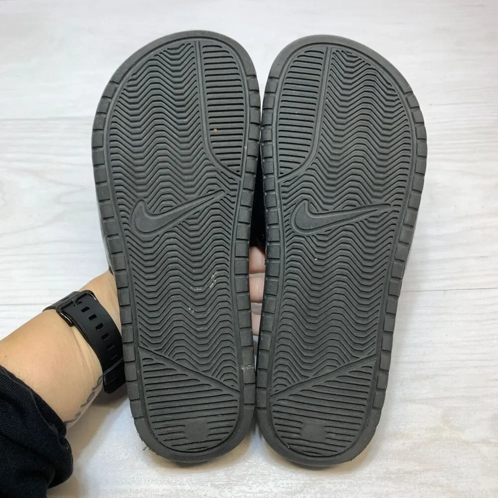 Nike Women's Benassi JDI Slides Black Pink Sandals Size 9‎ Sports Gym Travel